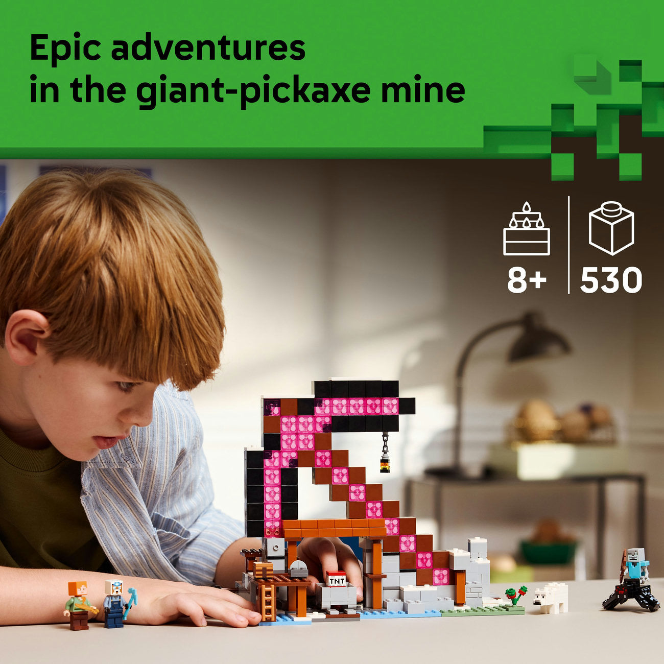 LEGO® Minecraft® The Pickaxe Mine Gamer-Room Decor and Axe Toy 21277 ...