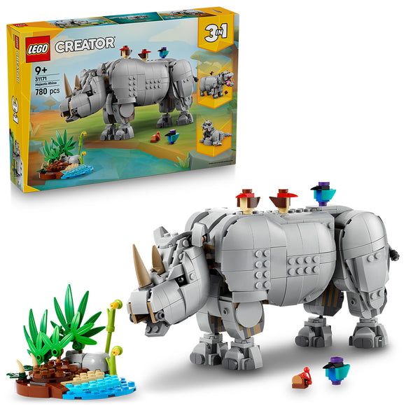 LEGO® Creator 3in1 Wild Animals: Majestic Rhino with Birds Toy Playset 31171
