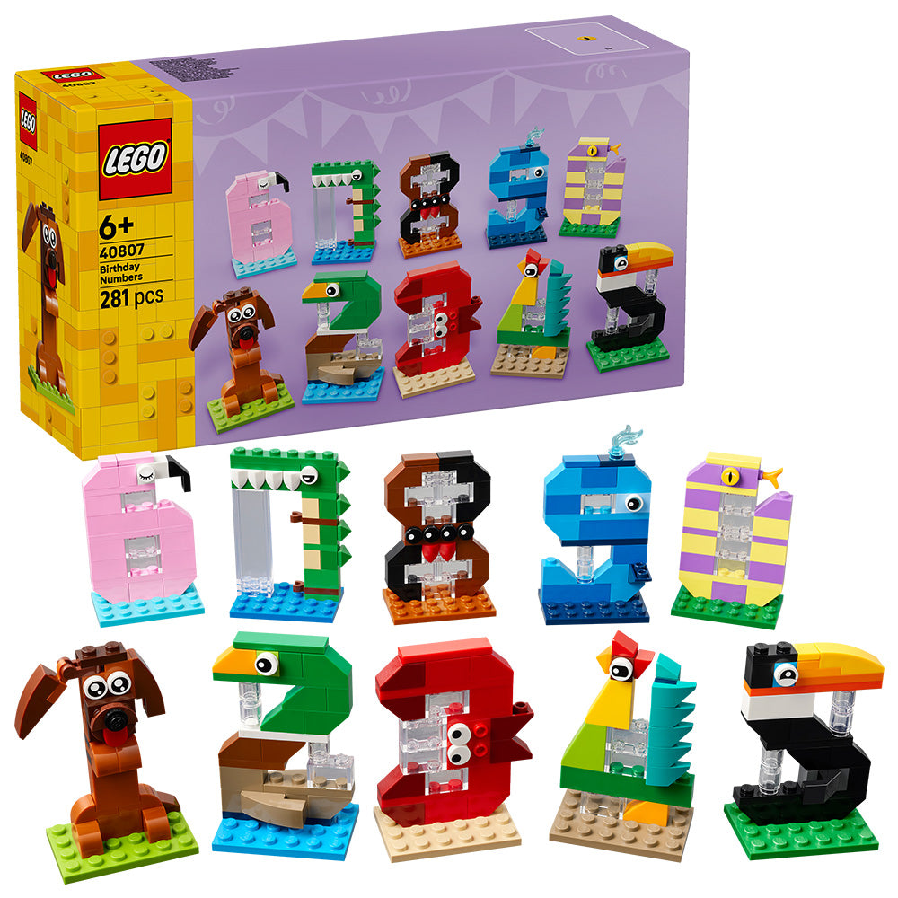 LEGO® Iconic Birthday Numbers Animal Decor 40807