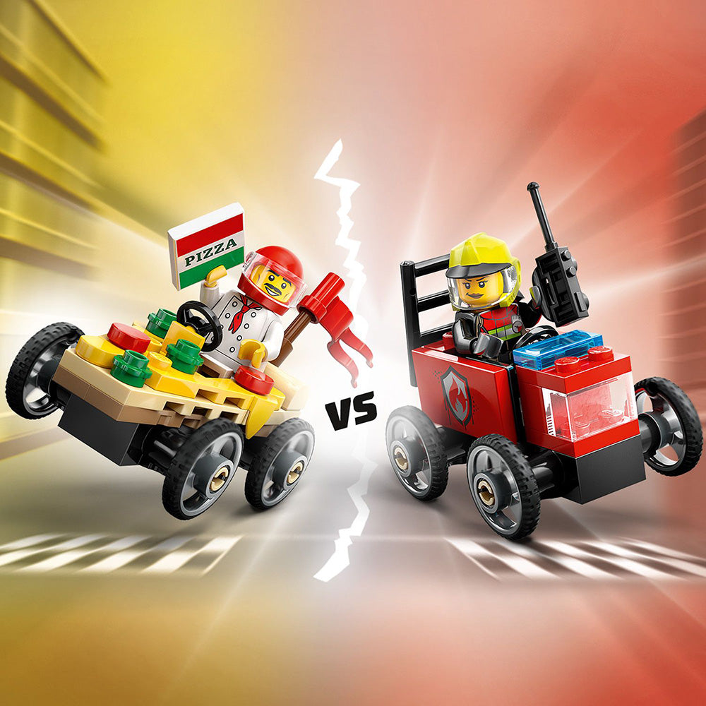 LEGO® City Pizza vs. Fire Truck Race Car Pack Toy Soapbox Racing Set 60458