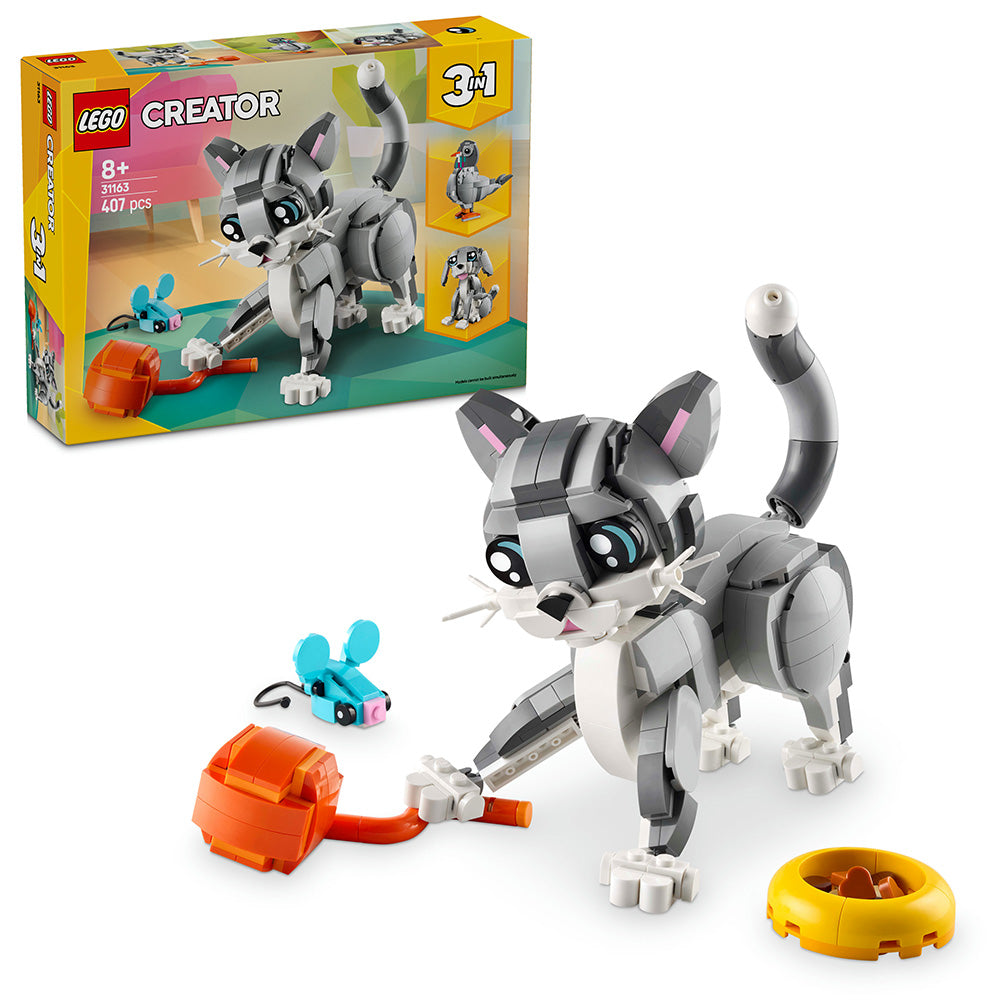 LEGO® Creator 3in1 Playful Cat Figure, Toy Animal Set 31163 - SLIGHTLY DAMAGED BOX