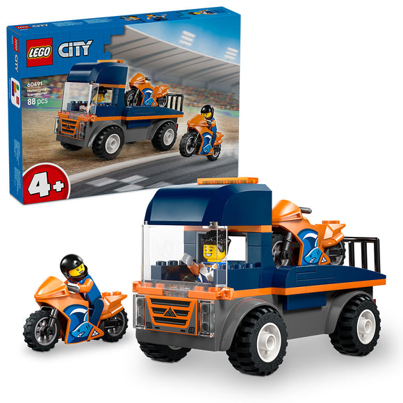 LEGO® City Motorcycle Transporter Toy and 2 Minifigures 60491