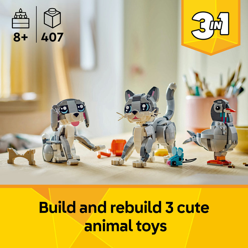 LEGO® Creator 3in1 Playful Cat Figure, Toy Animal Set 31163 - SLIGHTLY DAMAGED BOX