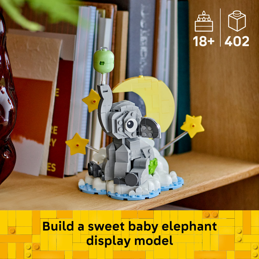 LEGO® Iconic Baby Elephant in the Sky Display Gift for New Parents 40814