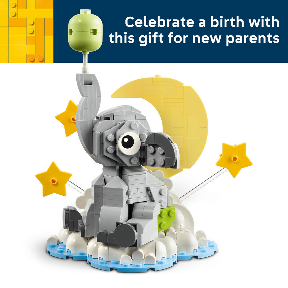 LEGO® Iconic Baby Elephant in the Sky Display Gift for New Parents 40814