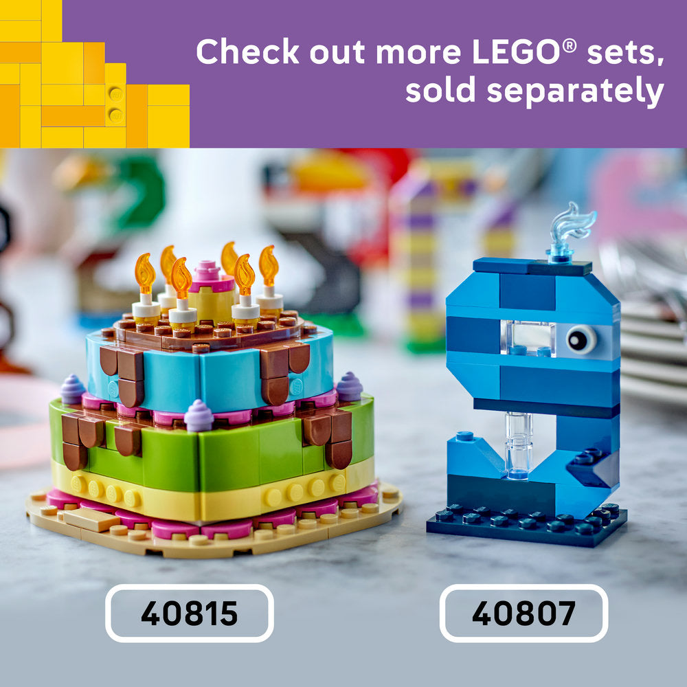 LEGO® Iconic Birthday Party Cake with Decorations, Fun Gift Set, Table Decor 40815