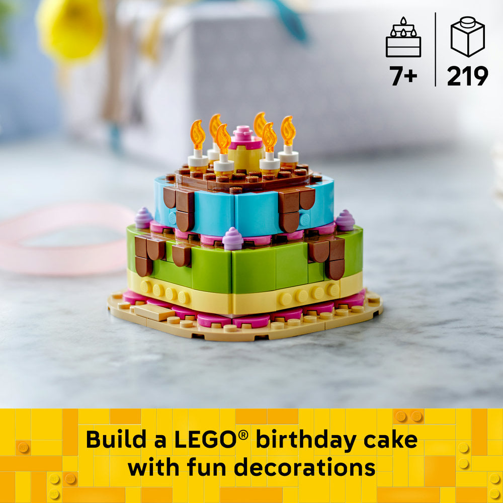 LEGO® Iconic Birthday Party Cake with Decorations, Fun Gift Set, Table Decor 40815