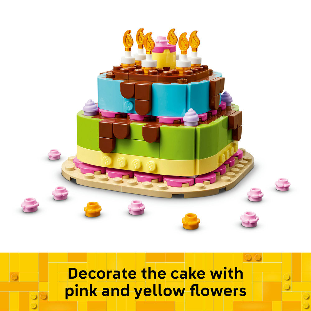 LEGO® Iconic Birthday Party Cake with Decorations, Fun Gift Set, Table Decor 40815