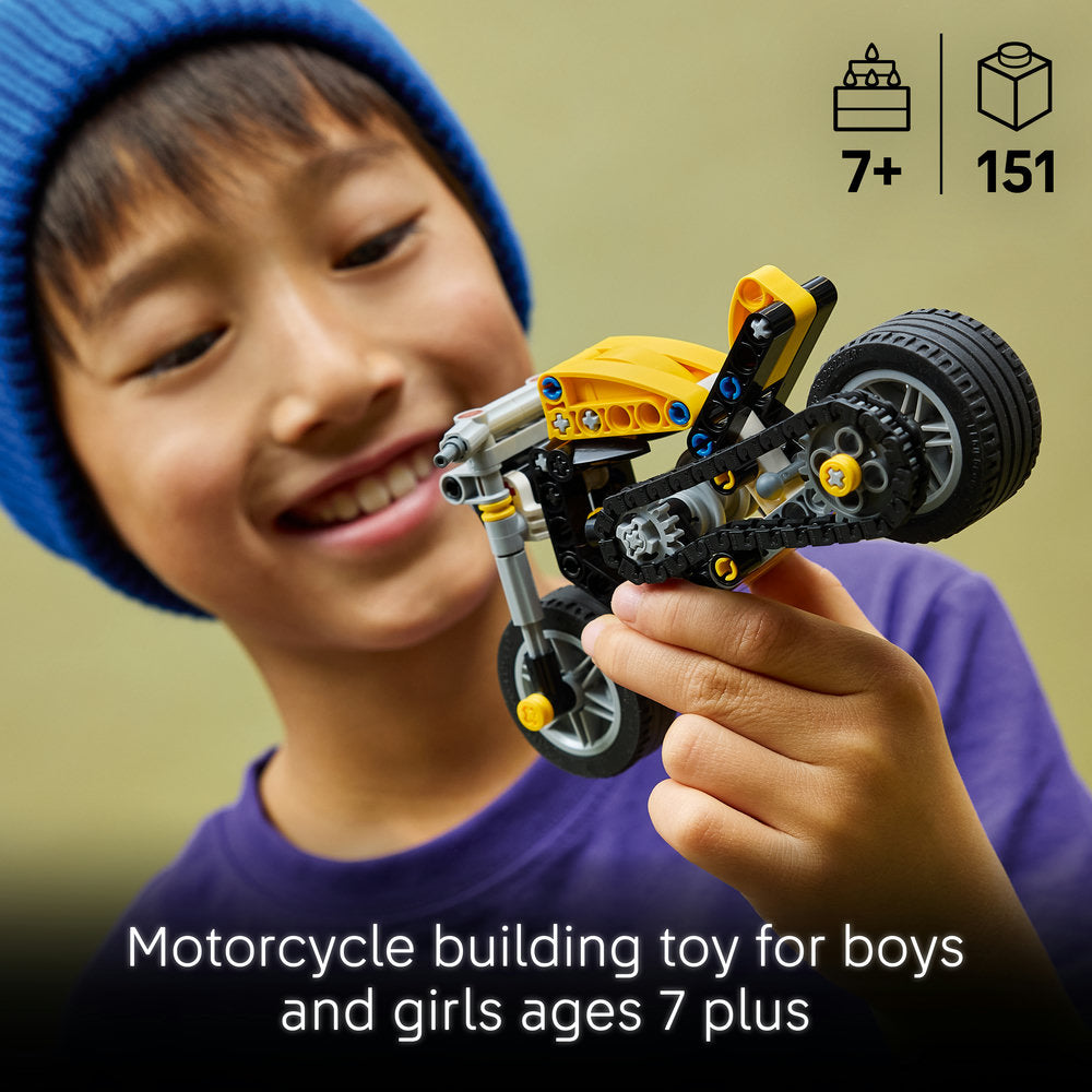 LEGO® Technic Yellow Motorcycle Toy Building Set 42225 | Import A Toy