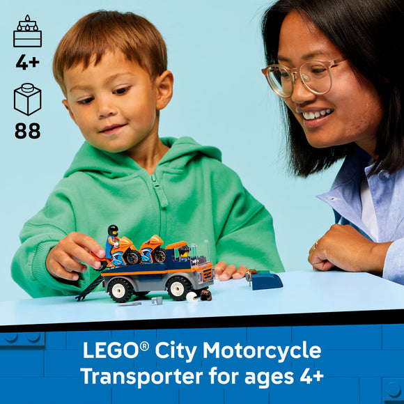 LEGO® City Motorcycle Transporter Toy and 2 Minifigures 60491