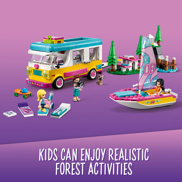 LEGO® Friends Forest Camper Van and Sailboat Building Kit 41681
