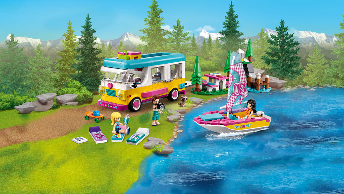 LEGO® Friends Forest Camper Van and Sailboat Building Kit 41681