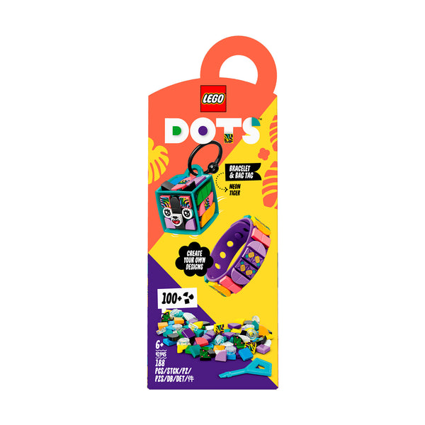 LEGO® DOTS Neon Tiger Bracelet & Bag Tag DIY Craft Kit Bundle 41945
