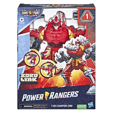 POWER RANGERS Dino Fury T-Rex Champion Zord Morphing Dino Robot with Zord Link - 0