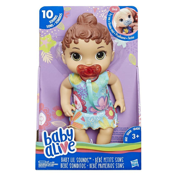 BABY ALIVE Baby Lil Sounds: Interactive Brown Hair Baby Doll