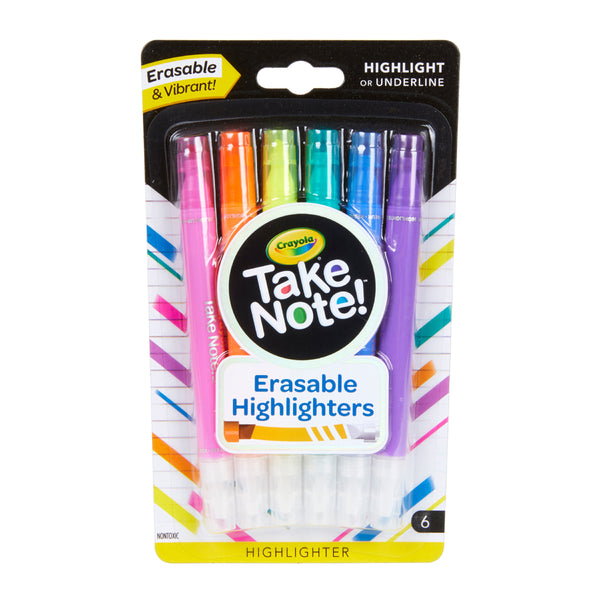 CRAYOLA Take Note Erasable Highlighters, 6 Count