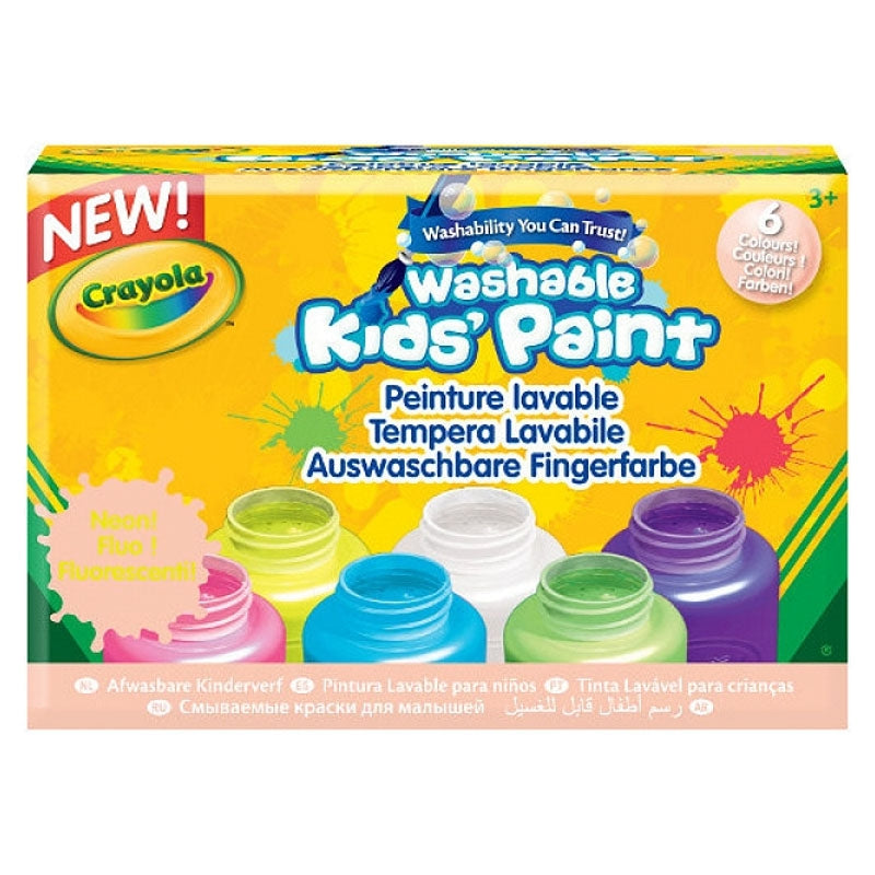 CRAYOLA Washable Neon Paint (6 x 59ml Bottles)