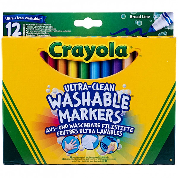 CRAYOLA Washable Ultra Clean Broad line Markers 12