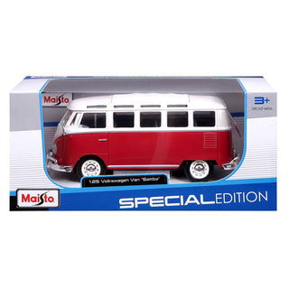 MAISTO 1:25 Scale Die-Cast Special Edition Volkswagen Samba Van in Red