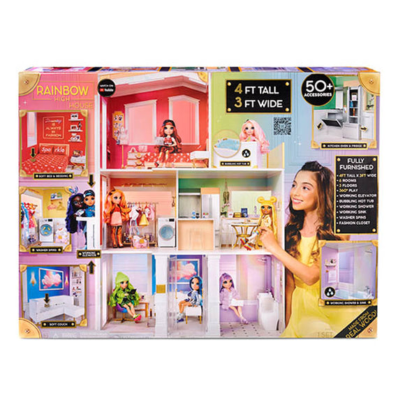 RAINBOW HIGH House Playset 3-Story Wood Doll House, Fully