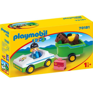 PLAYMOBIL 1.2.3 Car with Horse Trailer 70181