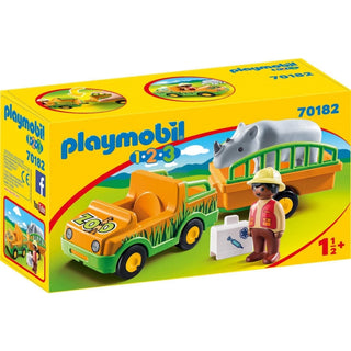 PLAYMOBIL 1.2.3 Zoo Vehicle with Rhinoceros 70182